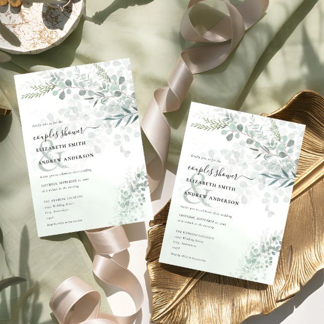 Elegant Chic Eucalyptus Couple Shower Invitation (Creator Uploaded)