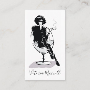 Elegant Chic Fashionable Stylish Woman Vertical Business Card