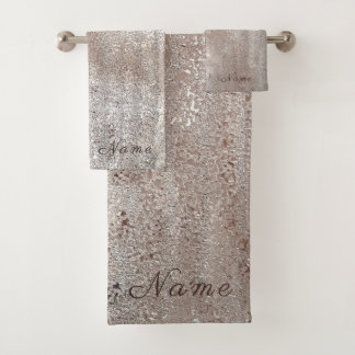 Elegant chic faux brown gold sparkly glitter bath towel set