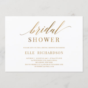 Elegant chic faux gold callygraphy bridal shower invitation