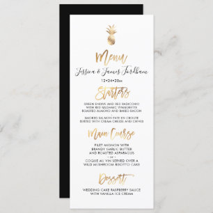 Elegant+Chic Faux Gold Pineapple Menu Invitation