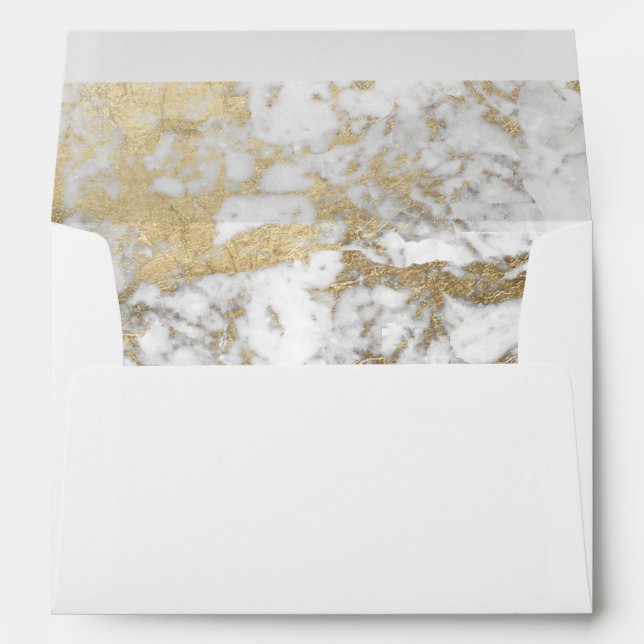 Elegant chic faux gold white stylish marble envelopes (Back (Bottom))