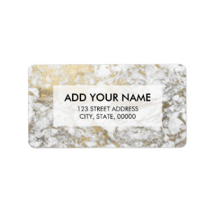 Elegant chic faux gold white stylish marble label