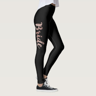 Elegant Chic Faux Rose Gold and Black Bride Leggings