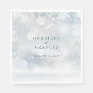 Elegant Chic First Snowflakes Winter Wedding Napkin