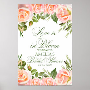 Elegant Chic Floral Bridal Shower Welcome Poster