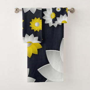 Elegant chic floral Cherry Blossom sunflower Bath Towel Set