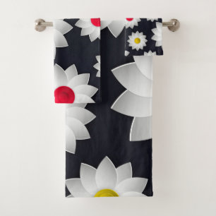 Elegant chic floral Cherry Blossom sunflower Bath Towel Set