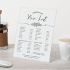 Elegant Chic Floral Design Price List Menu