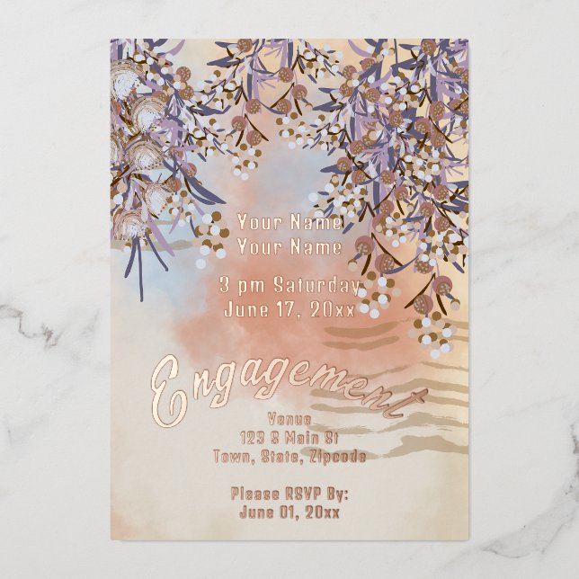 Elegant Chic Floral Engagement Invitation (Front)