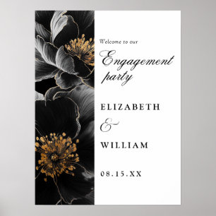 Elegant Chic Floral Engagement Party Welcome Sign
