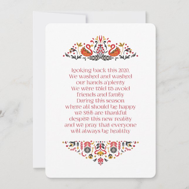 Elegant Chic Floral Foliage Thanksgiving Poem Holiday Card (Front)