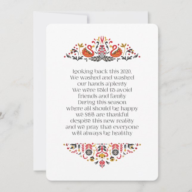 Elegant Chic Floral Foliage Thanksgiving Poem Holiday Card (Front)