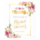 Elegant Chic Floral Gold Frame Bridal Shower