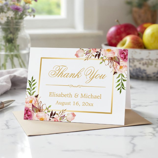 Elegant Chic Floral Gold Frame Thank You (Creator Uploaded)
