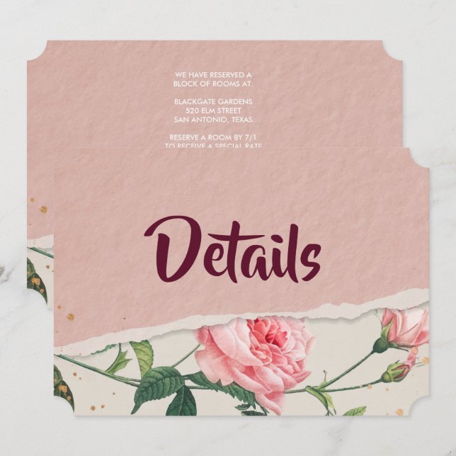 Elegant  chic   Floral    Invitation (Front/Back)