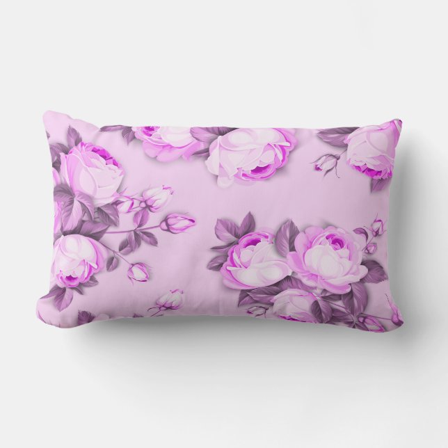Elegant chic floral lumbar cushion (Front)