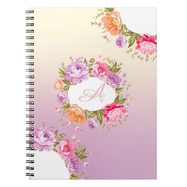 Elegant,Chic,Floral -Personalised Notebook (Front)