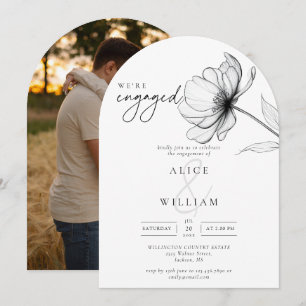 Elegant Chic Floral Photo Engagement Party Arch Invitation