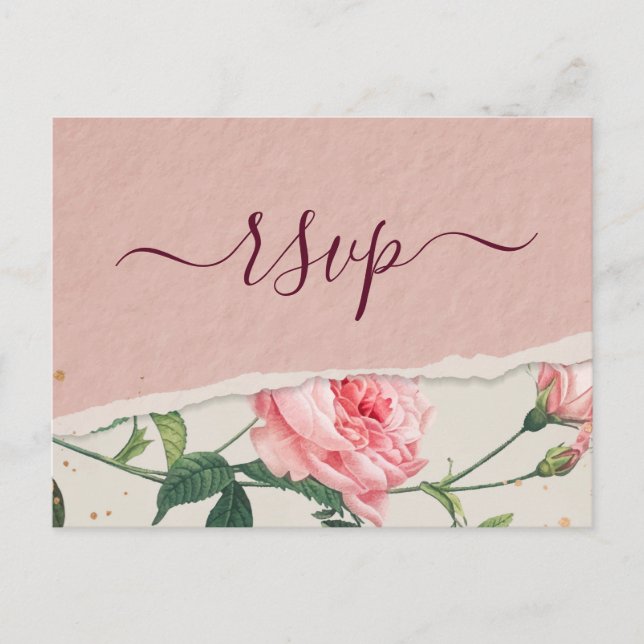 Elegant  chic   Floral   RSVP Postcard (Front)