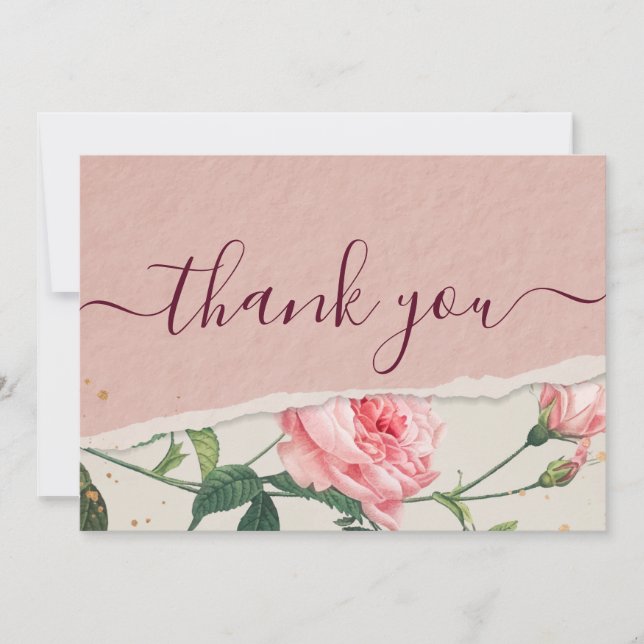 Elegant  chic   Floral  thank you card (Front)