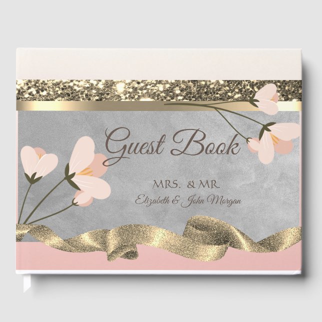 Elegant Chic Floral Wedding Guest Book (Front)