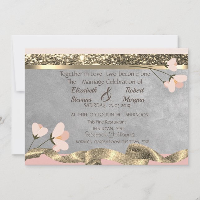Elegant Chic  Floral Wedding Invitation (Front)