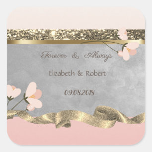 Elegant Chic  Floral Wedding Square Sticker