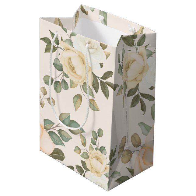 Elegant chic  flower medium gift bag (Back Angled)
