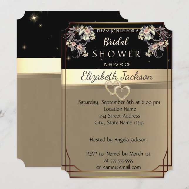 Elegant Chic Flowers  Bridal Shower Invitation (Front/Back)