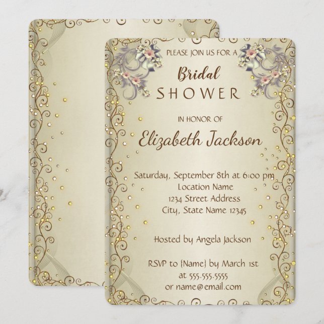 Elegant Chic Flowers  Bridal Shower Invitation (Front/Back)