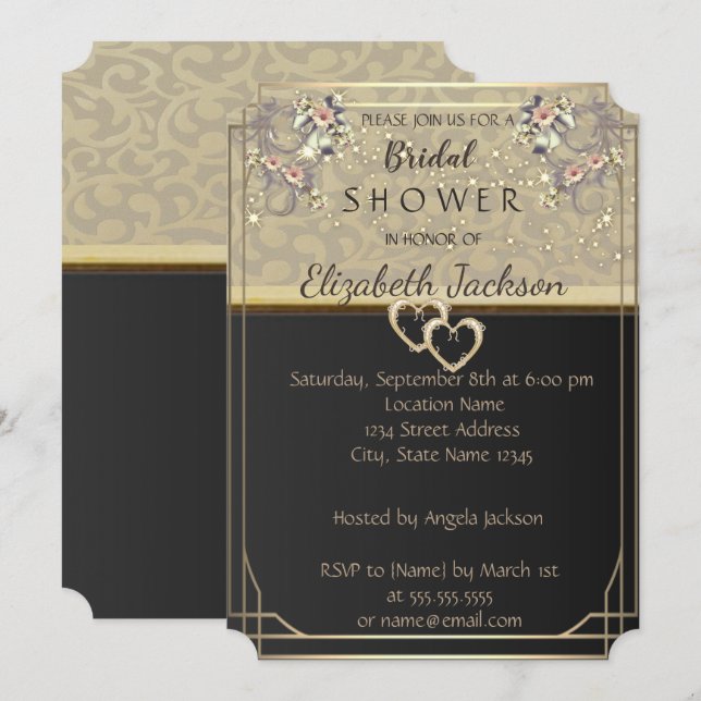 Elegant Chic Flowers  Bridal Shower Invitation (Front/Back)