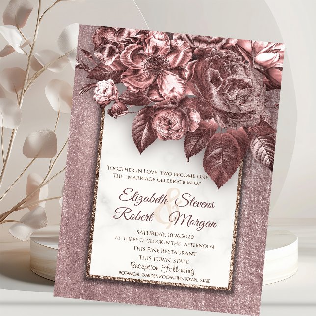 Elegant Chic Flowers Burgundy Wedding Invitation (Creator Uploaded)