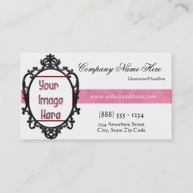 Elegant Chic Frame Add Photo Business Card 2 (Front)