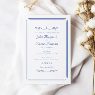 Elegant Chic French Blue Vintage Wedding Invitation