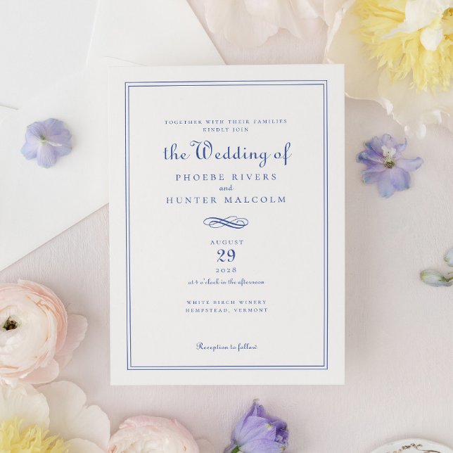 Elegant Chic French Periwinkle Blue Wedding Invitation (Creator Uploaded)