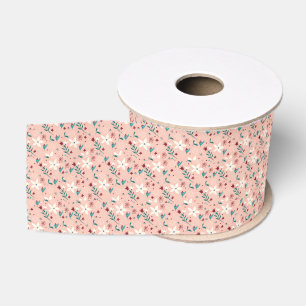 Elegant Chic froral Pattern Pink  Grosgrain Ribbon