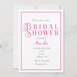 Elegant Chic Fuchsia Bridal Shower Invitation