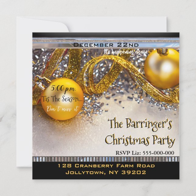 Elegant Chic Fun Cool Festive Christmas Party Invitation (Front)