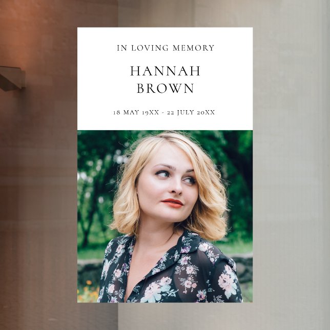 Elegant Chic Funeral | Modern Celebration of Life Window Cling (Creator Uploaded)