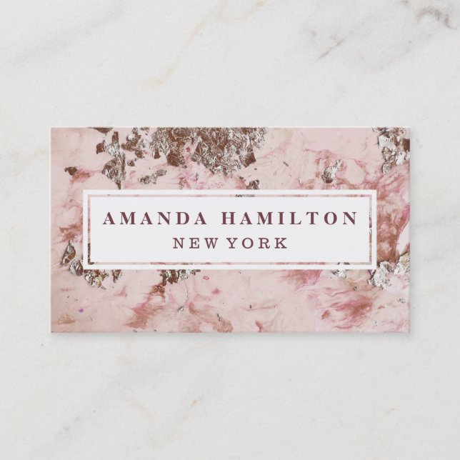 Elegant chic Gilded Blush Pink marble rose gold Business Card (Front)