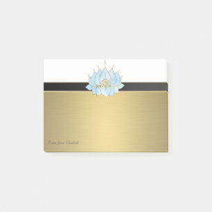 Elegant Chic Girly Faux Gold Lotus Post-it Notes