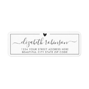 Elegant Chic Girly Script Heart Address Label