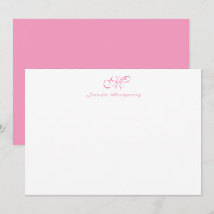 Elegant Chic Girly Script Monogram Ballet Pink Card