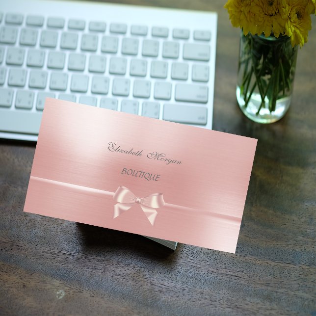 Elegant Chic Glamourous Pink Ribbon Bow Business Card (Creator Uploaded)