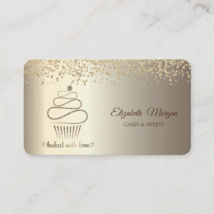 Elegant Chic Glitter Gold Cupcake,Sweets,Bakery Business Card