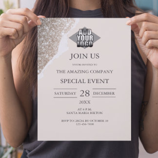 Elegant Chic Glitter & Neutral Event Invitation