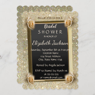 Elegant Chic Glitter,Roses  Bridal Shower Invitation