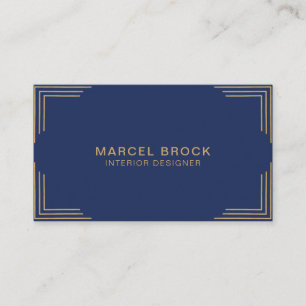 Elegant Chic Gold And Navy Blue Business Card