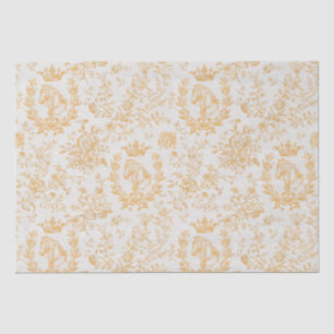 Elegant Chic Gold Beige Equestrian Floral Toile Tissue Paper